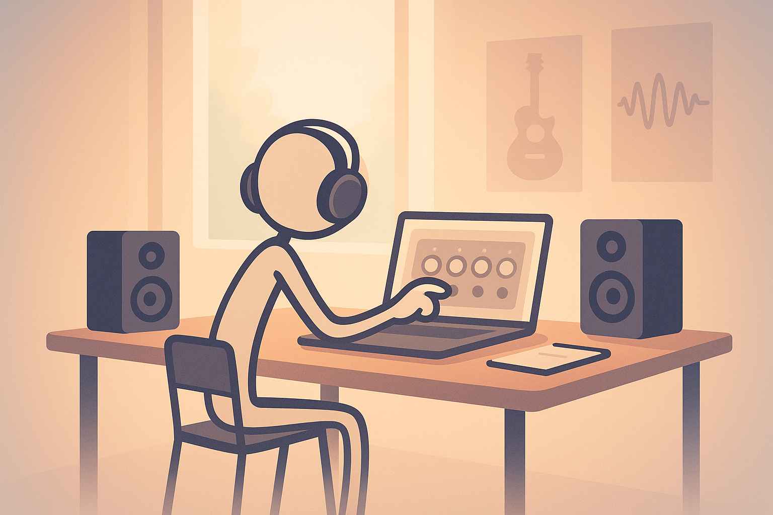 Stickman mastering a thall song, showcasing clarity and loudness techniques.