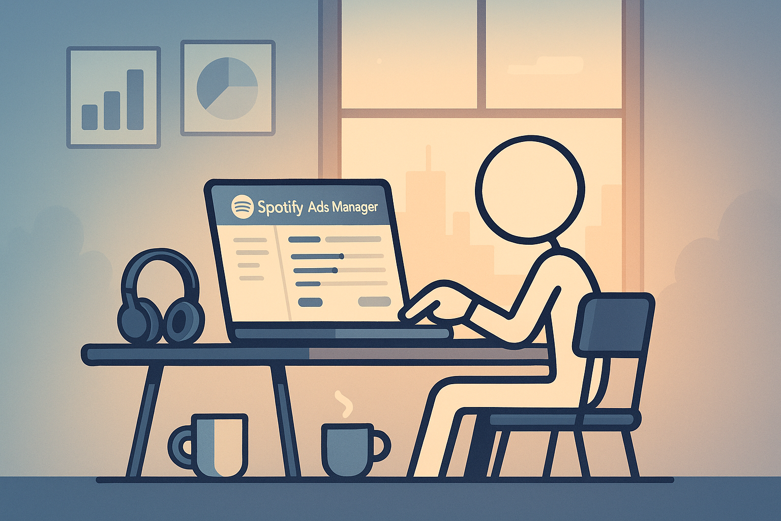 Stickman demonstrating how to create Spotify ads that convert into streams with Spotify Ads Manager