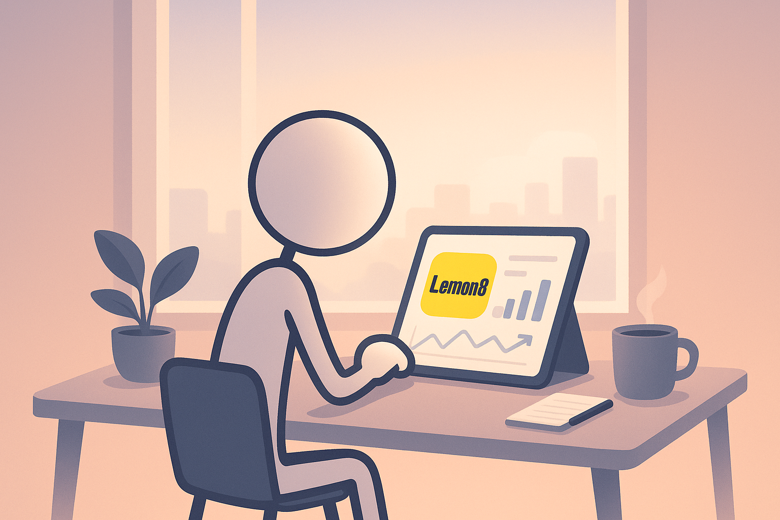 Stickman climbing a ladder symbolizing tips on how to grow on Lemon8